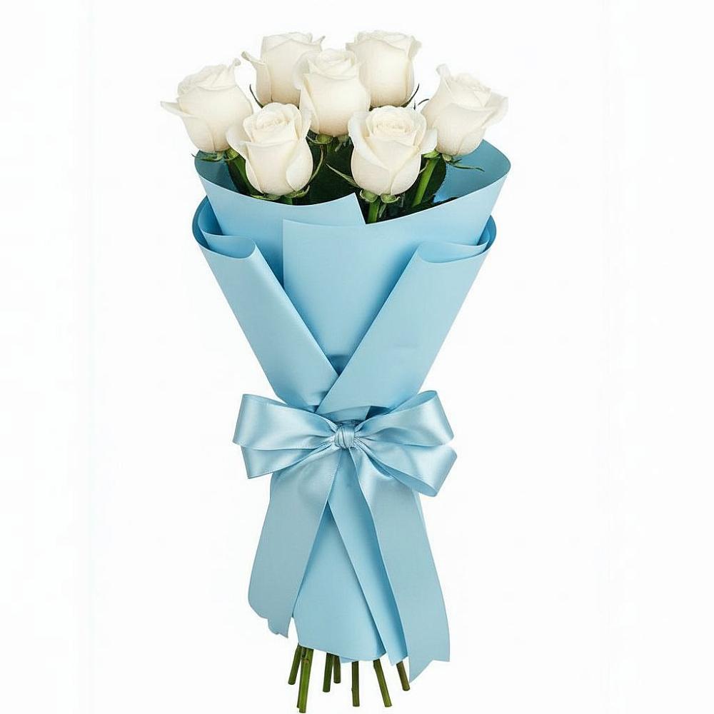 Букет 7 белых роз Проуд в Тальменке