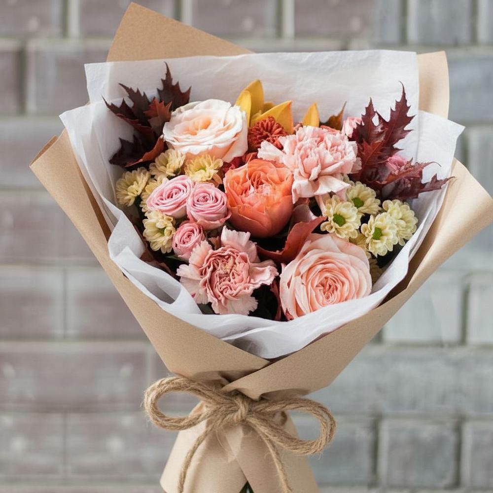 Букет цветов из: Гвоздики, Хризантемы и Розы в Тальменке