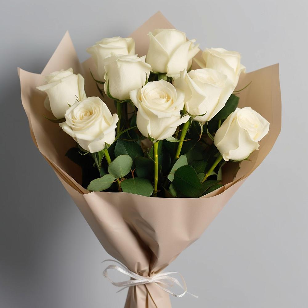 Букет 9 Белых роз Эдлесс Лав в Тальменке