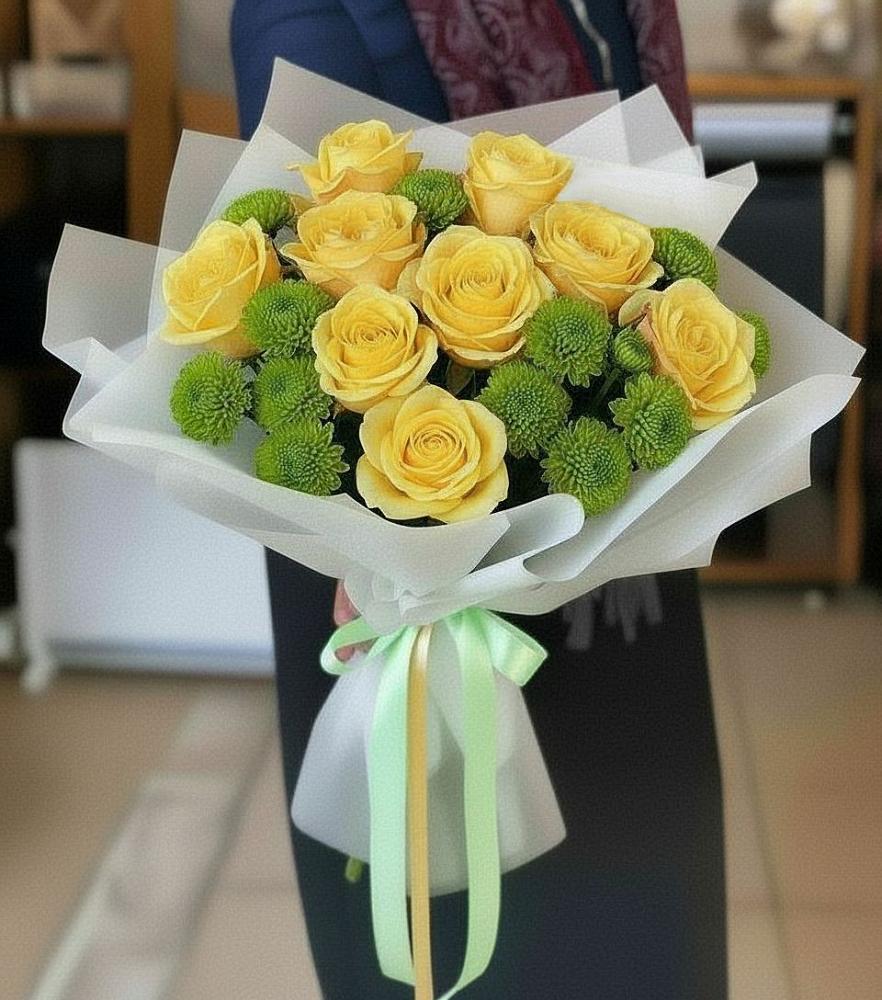 Букет цветов из: Хризантемы и Розы в Тальменке