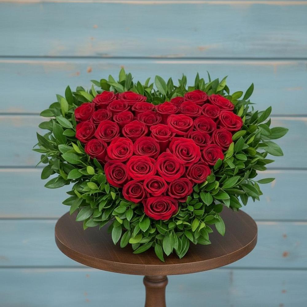 Цветочная композиция из Розы в виде сердца в Тальменке