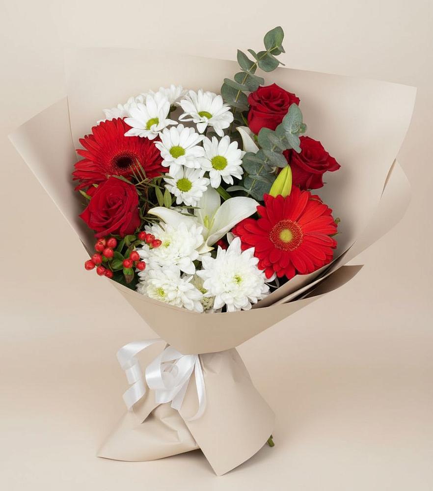 Букет цветов из: Розы, Хризантемы, Герберы и Лилии в Тальменке