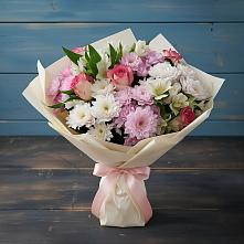 Букет цветов из:  Хризантемы, Альстромерии и Розы в Тальменке