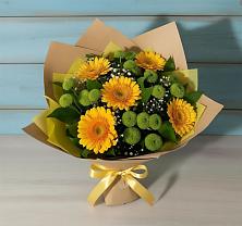 Букет цветов из:  Герберы и Хризантемы #REPLACE_PRED# Тальменке