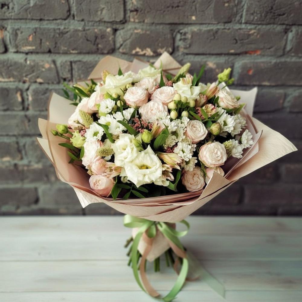 Букет цветов из: Альстромерии, Розы и Хризантемы в Тальменке