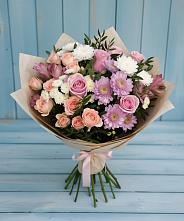 Букет цветов из:  Хризантемы, Розы и Альстромерии в Тальменке